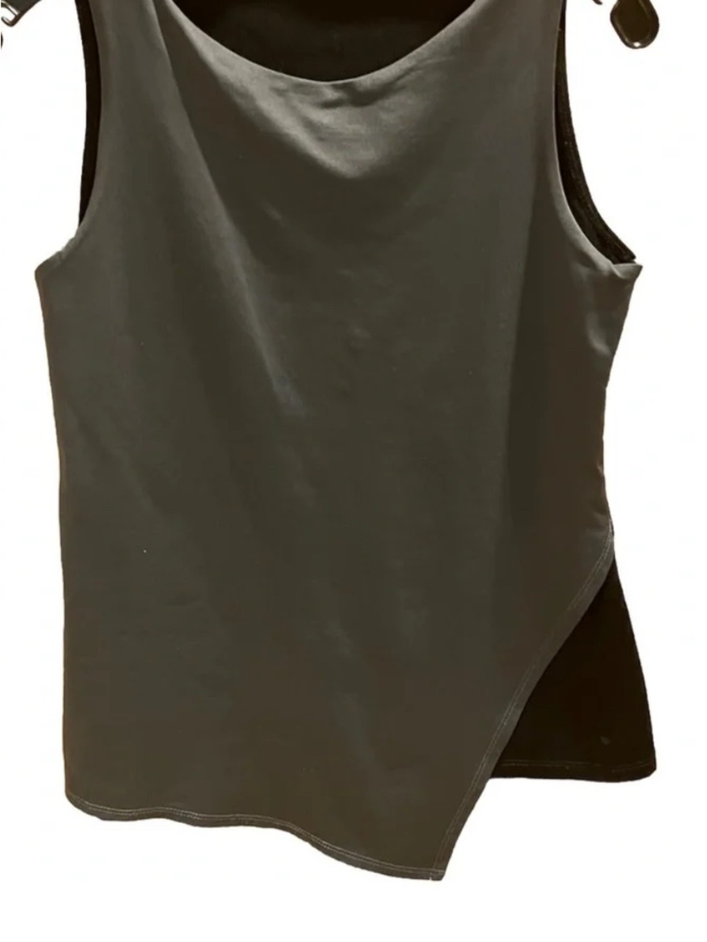 A'Nue Ligne Asymmetric Black Tank Top - Sleek Layered Look